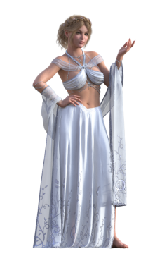 Beyaz elbiseli fantezi kadın.