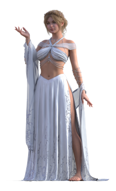 Beyaz elbiseli fantezi kadın.