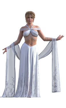 Beyaz elbiseli fantezi kadın.