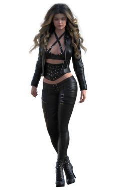 Deri ceketli şehir fantazisi kadın.