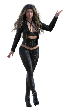 Deri ceketli şehir fantazisi kadın.