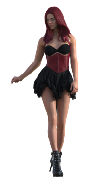 Korse elbiseli güzel kızıl saçlı kadın.