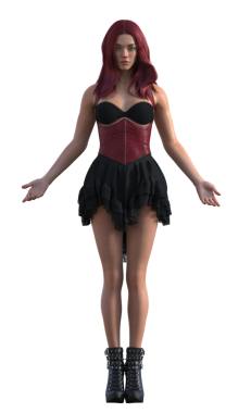 Korse elbiseli güzel kızıl saçlı kadın.