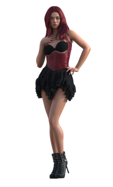 Korse elbiseli güzel kızıl saçlı kadın.