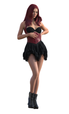 Korse elbiseli güzel kızıl saçlı kadın.