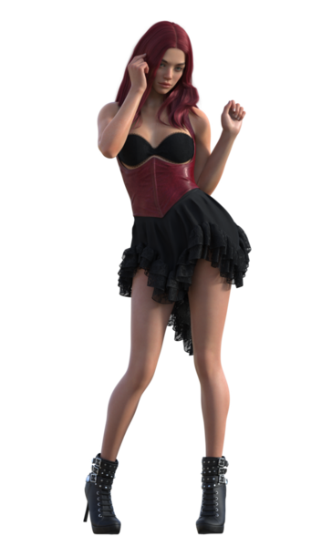 Korse elbiseli güzel kızıl saçlı kadın.