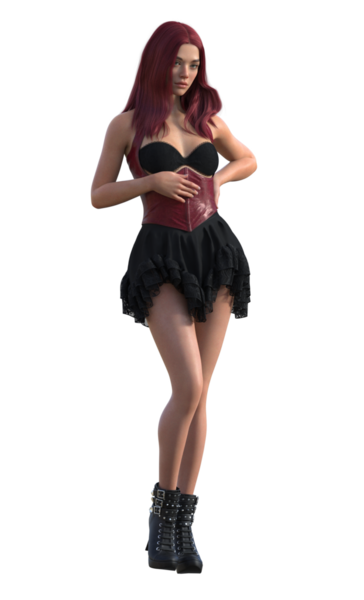 Korse elbiseli güzel kızıl saçlı kadın.