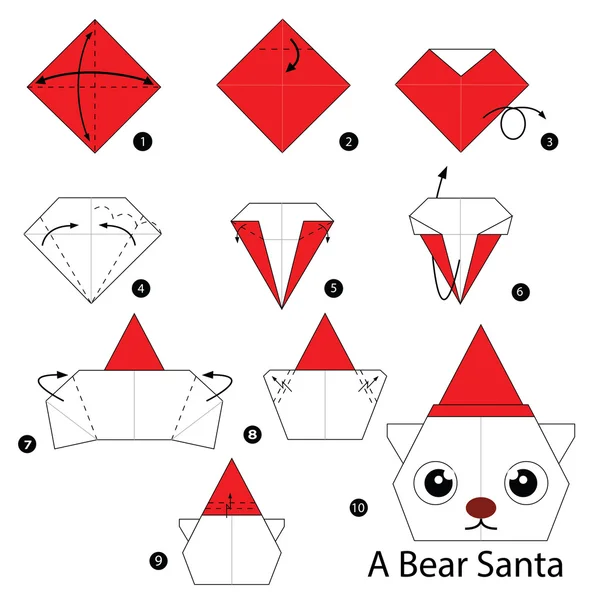 adım adım talimatları nasıl origami bir ayı Santa yapmak.