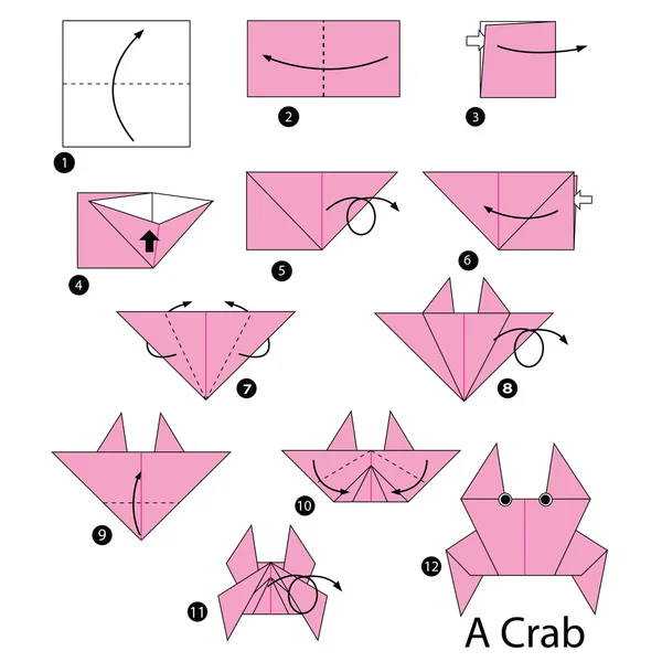 Adım adım adım talimatlar origami A Crab yapmak nasıl.