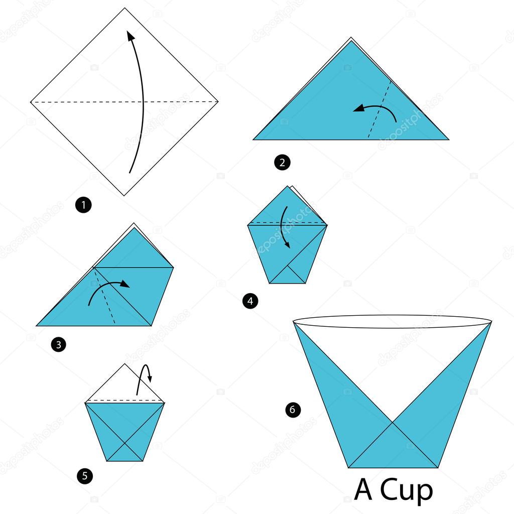 Step by step instructions how to make origami a Cup. Stock Vector Image by  © #100513744