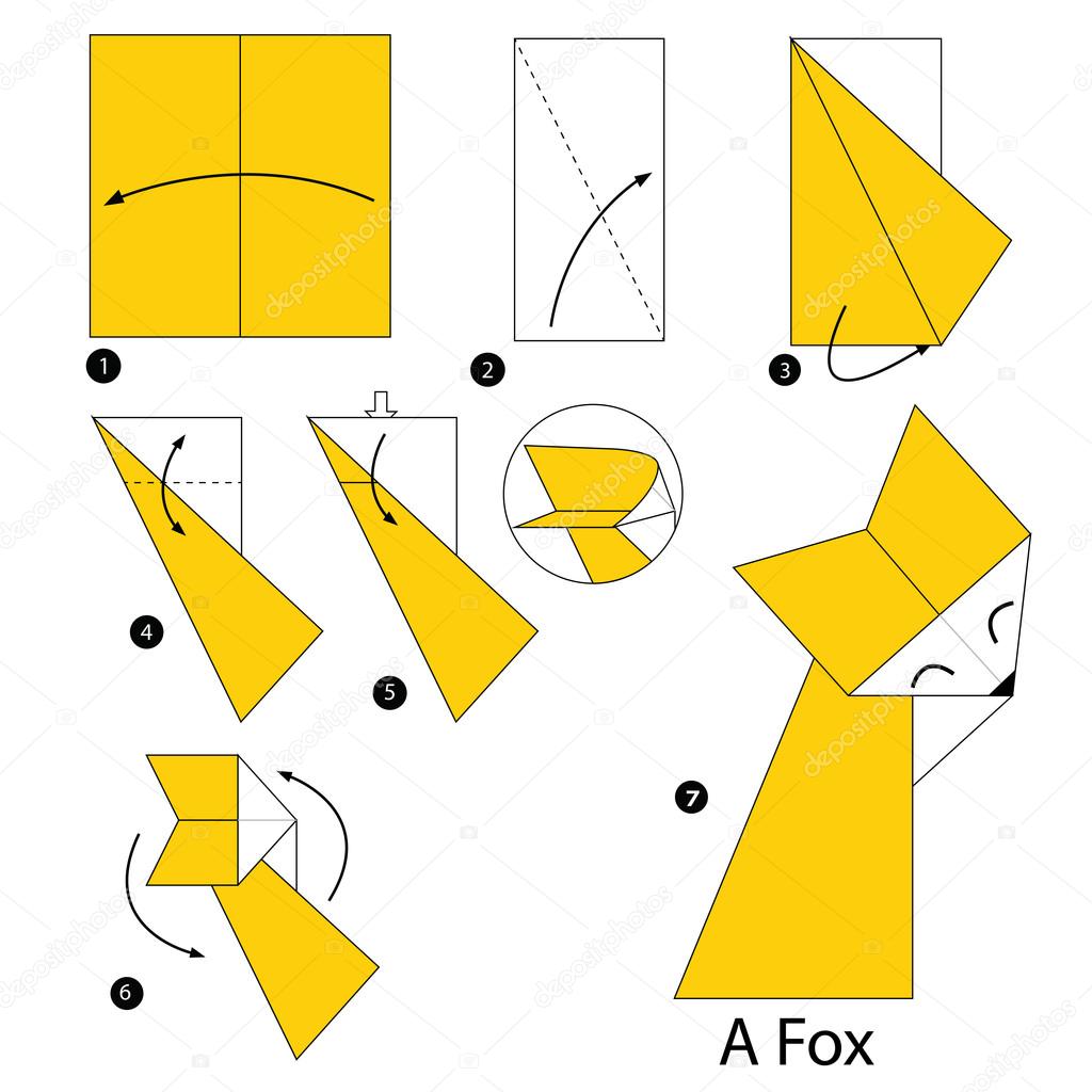 Step By Step Instructions How To Make Origami A Fox Stock