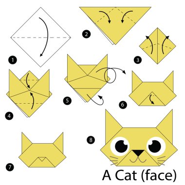 adım adım adım talimatlar origami A kedi yapmak nasıl.