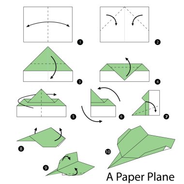 adım adım adım talimatlar origami A uçak yapmak nasıl.