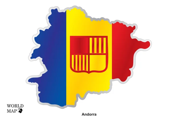 Mapa Andorra. Mapa con bandera . — Archivo Imágenes Vectoriales