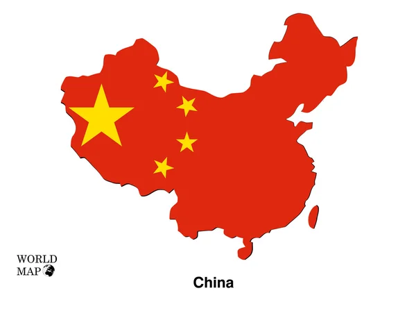 Χάρτης Κίνας. Χάρτης με σημαία. — Διανυσματικό Αρχείο