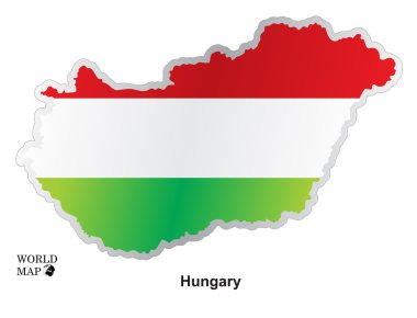 Macaristan haritası. Bayrağı ile göster.