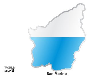 San Marino Haritası. Bayrağı ile göster.