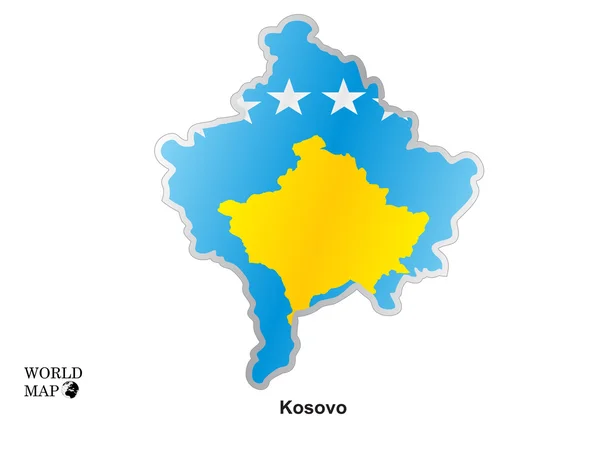 Mapa Kosovo.Mapa con bandera . — Archivo Imágenes Vectoriales