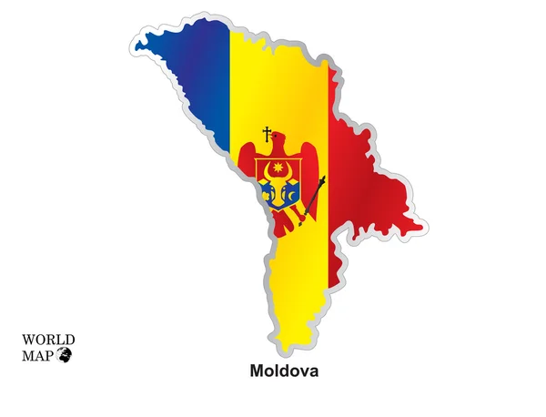 Carte Moldavie. Carte avec drapeau . — Image vectorielle