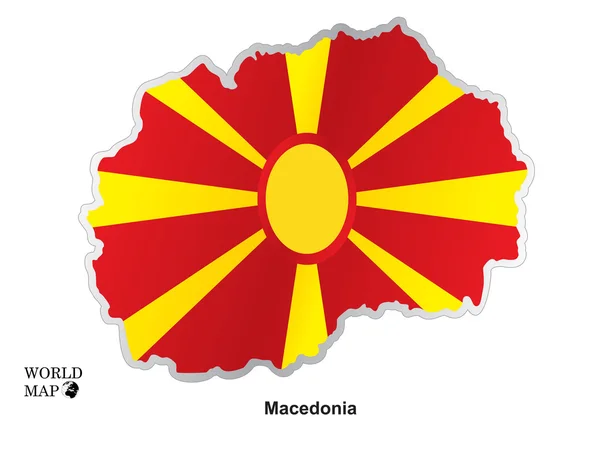 Mapa Macedonia.Mapa con la bandera . — Archivo Imágenes Vectoriales