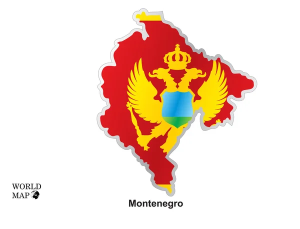 Mapa Montenegro.Mapa con bandera . — Vector de stock