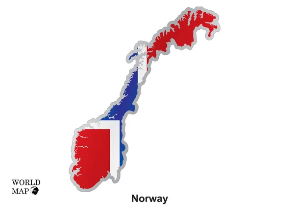 Kaart van Noorwegen. Kaart met vlag. — Stockvector