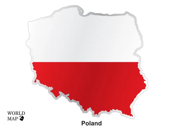 Mapa polski. Mapa z flaga. — Wektor stockowy