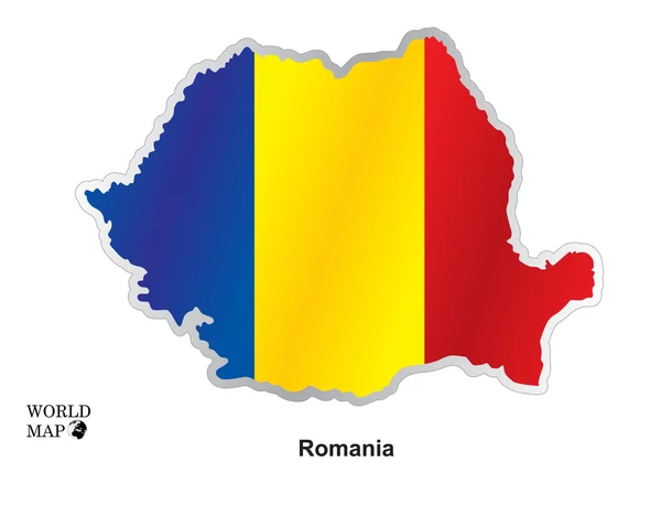 Карта Румыния. Карта с флагом . — стоковый вектор