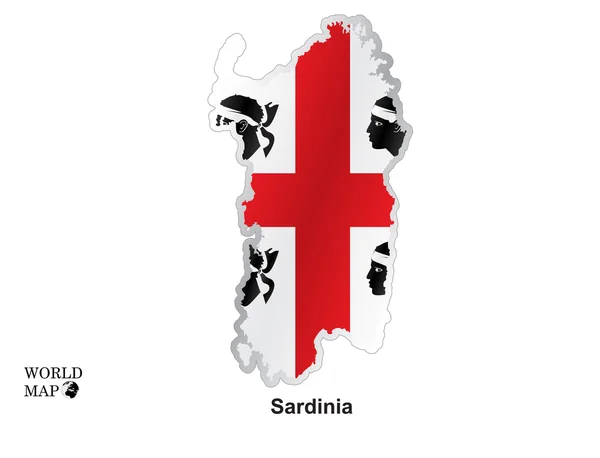 Mapa Sardinia.Mapa con bandera . — Archivo Imágenes Vectoriales