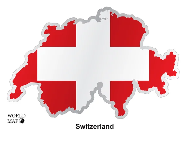 Mapa Suiza. Mapa con bandera . — Archivo Imágenes Vectoriales