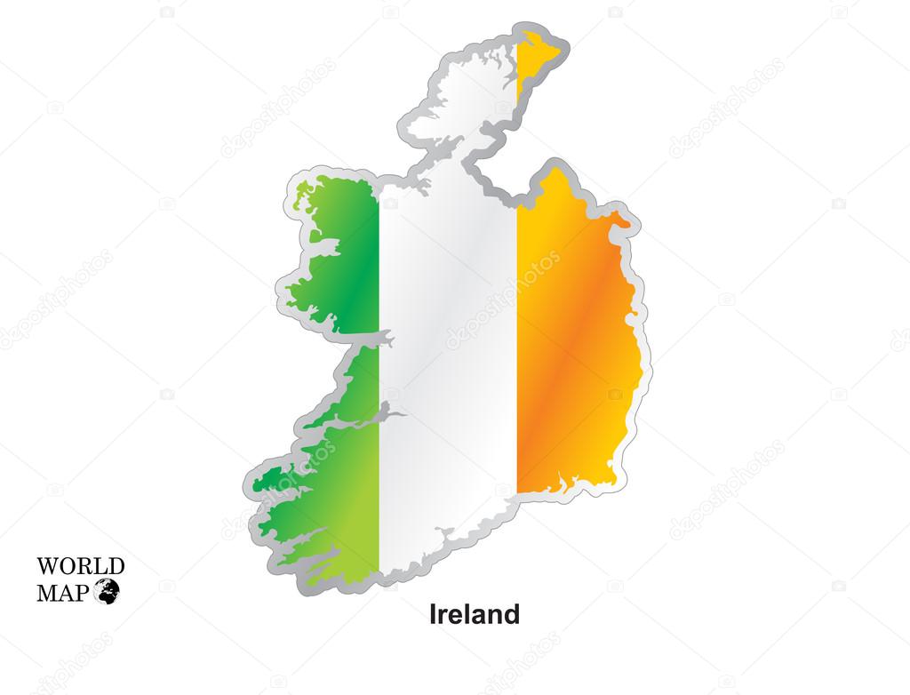 Map Ireland .Map with flag.