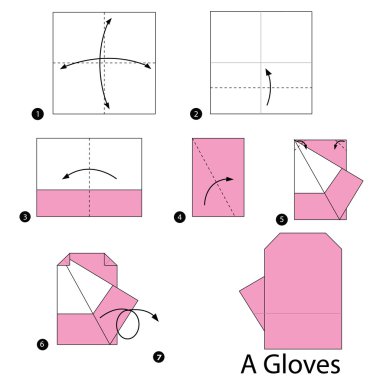 adım adım adım talimatlar origami A eldiven yapmak nasıl.