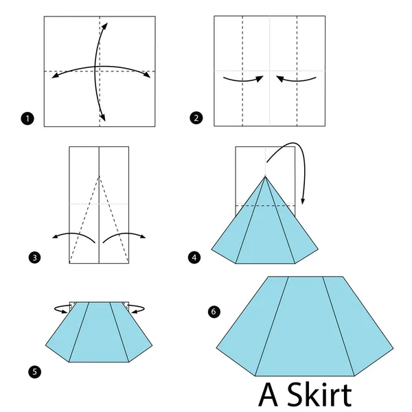 Schritt für Schritt Anleitung, wie man Origami zu einem Rock macht. — Stockvektor
