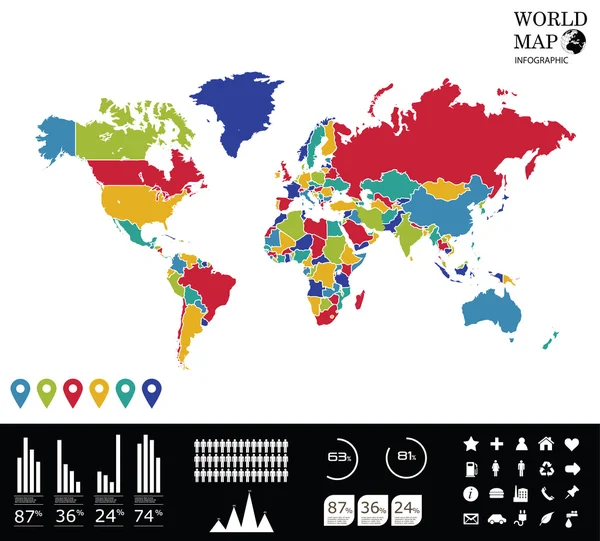 Infografiken zur Weltkarte. — Stockvektor