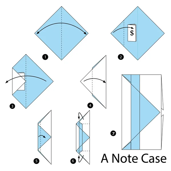 Schritt für Schritt Anleitung, wie man aus Origami einen Notizblock macht. — Stockvektor