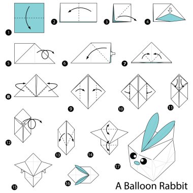 adım adım adım talimatlar origami A Balon tavşan yapmak nasıl.
