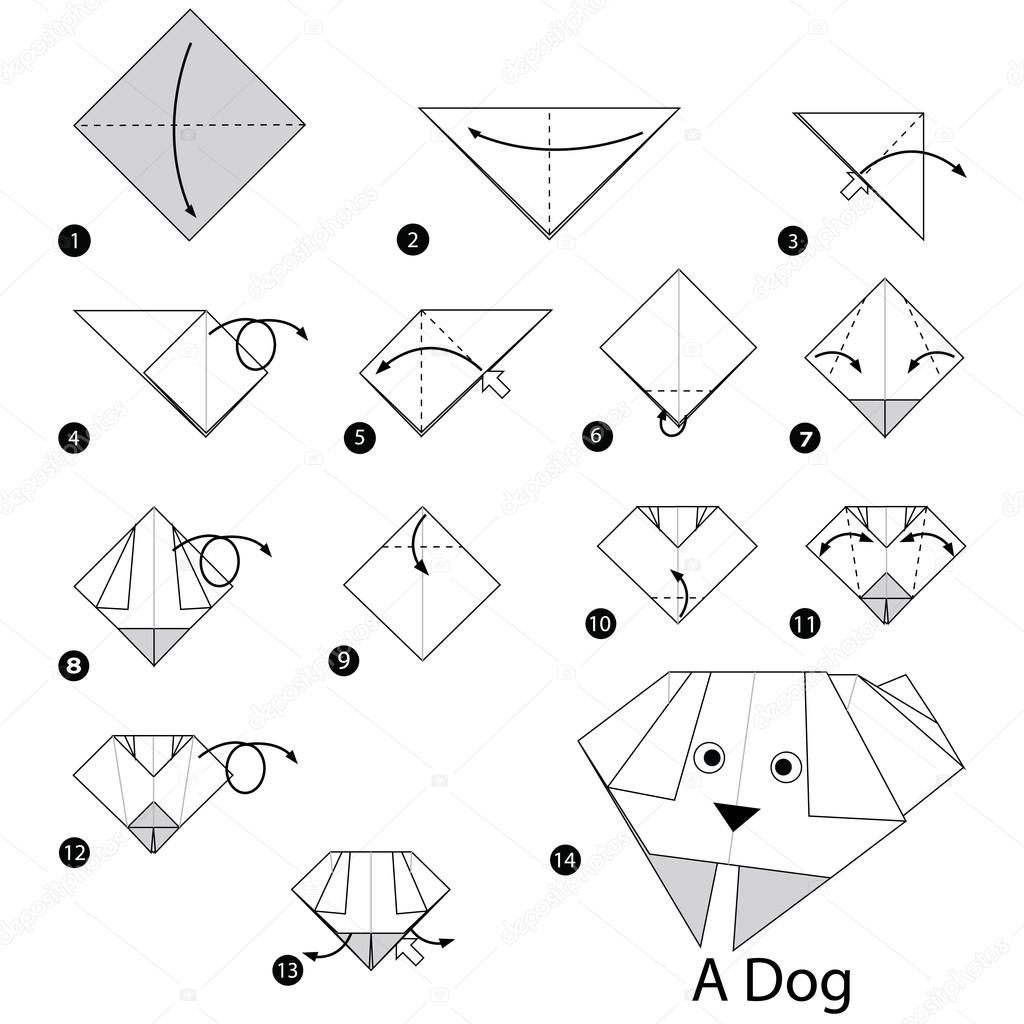 Origami Bild: Faltanleitung Origami Hund