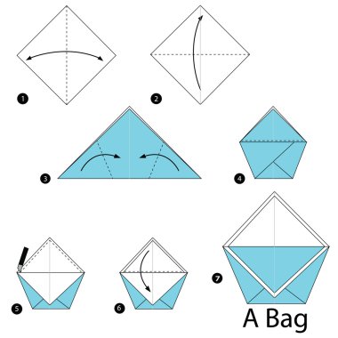 adım adım adım talimatlar origami A çanta yapmak nasıl.