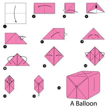 adım adım adım talimatlar origami A balon yapmak nasıl.
