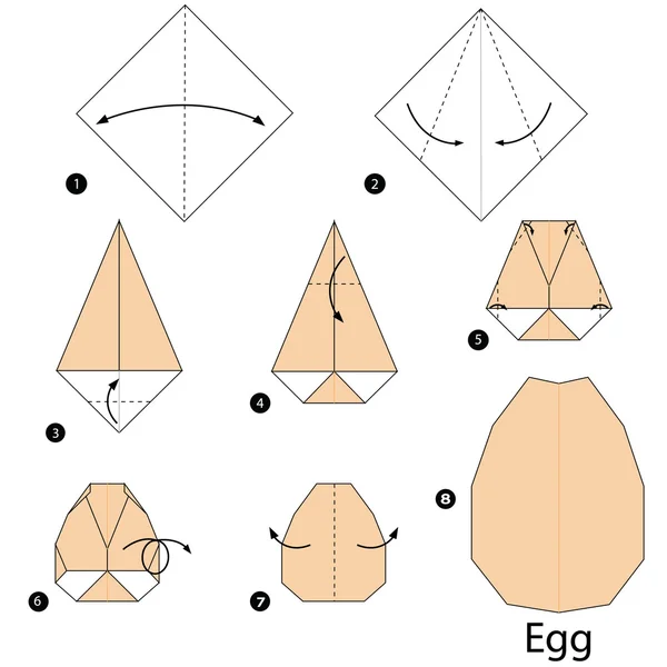 Βήμα προς βήμα οδηγίες πώς να κάνει origami αυγό. — Διανυσματικό Αρχείο