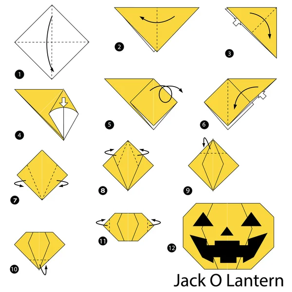 adım adım adım talimatlar origami Jack O Lantern yapmak nasıl.
