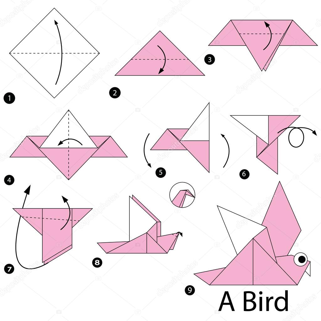 Instructions étape Par étape Comment Faire Origami A Oiseau