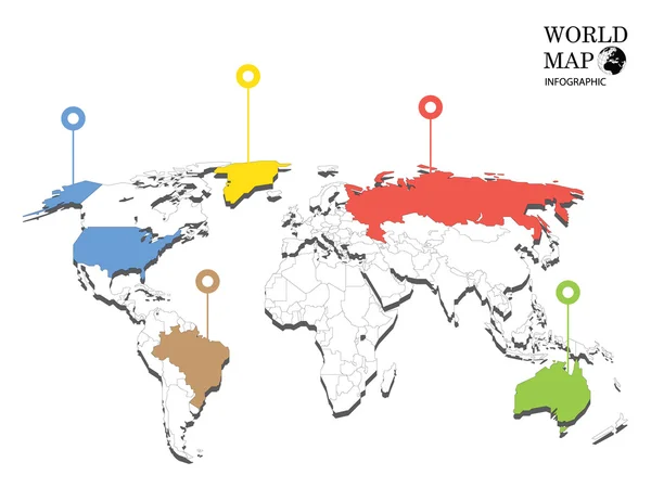 Mapa del mundo info gráficos . — Archivo Imágenes Vectoriales