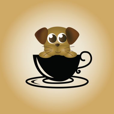 Köpek kahve logo vektör.