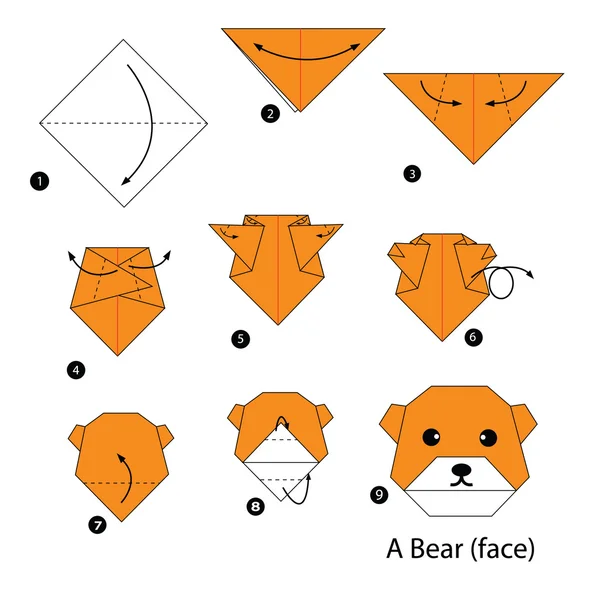 adım adım adım talimatlar origami A ayı yapmak nasıl.