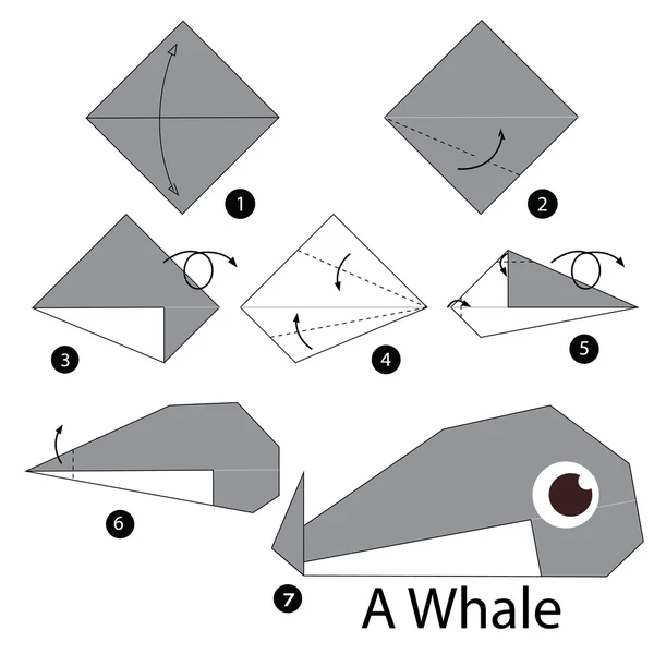 adım talimatları adım origami yapmak balina nasıl.