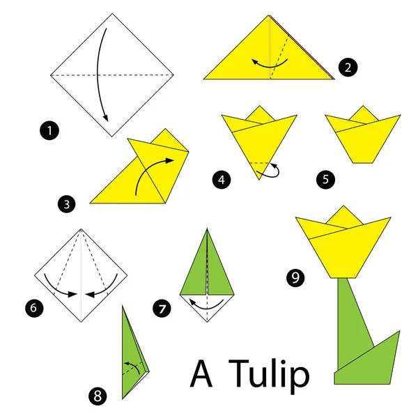 adım adım adım talimatlar origami A tulip yapmak nasıl.