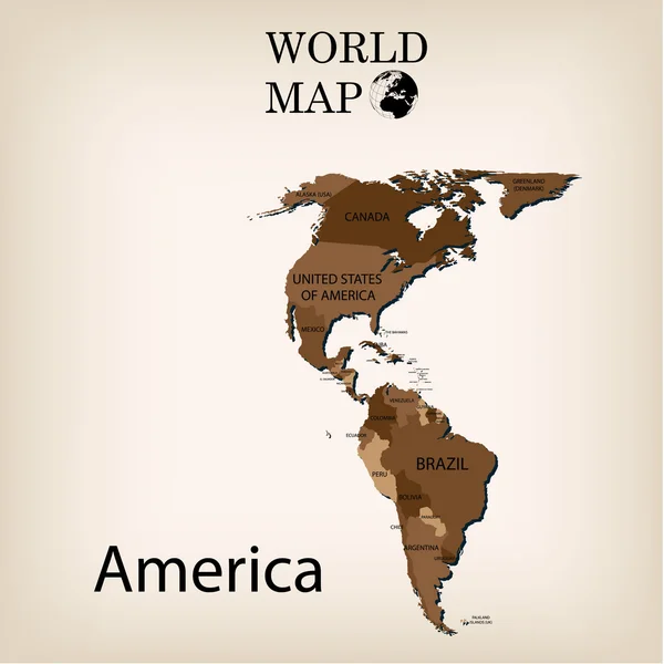 Weltkarte Amerika — Stockvektor