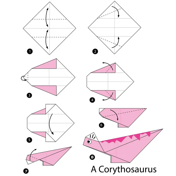 Step by step instructions how to make origami A Bird. Stock Vector
