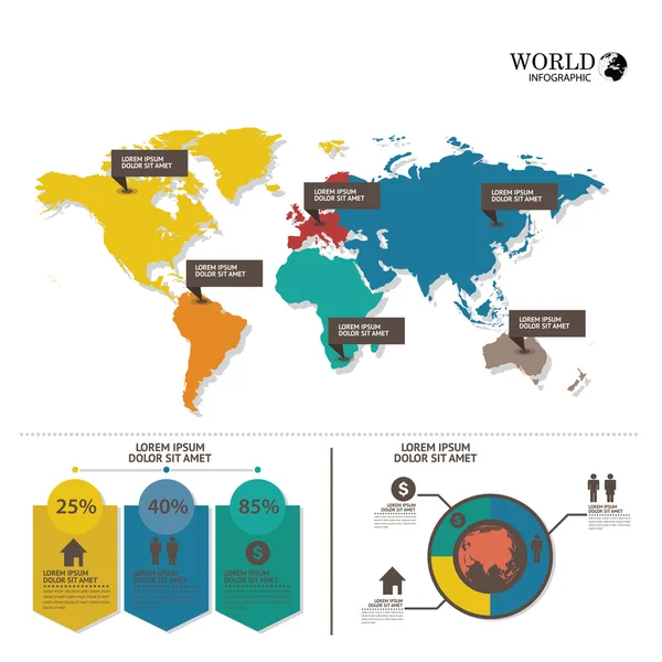 Világ megjelenítése info grafikus. — Stock Vector